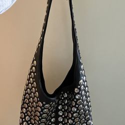 Handmade Vegan Leather Studded Purse Black