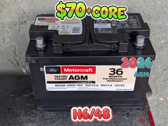 AGM Car Battery Group Size 48/H6
