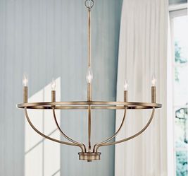 5 Light Aged Brass Gold Chandelier