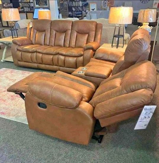 Reclining Sofa And Receiving Loveseat Set 🌟 Fast Delivery ⭐$39 Down Payment with Financing ⭐ 90 Days same as cash
