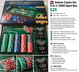 🎰 Deluxe Casino Set – 3-in-1 | NEW Open Box – $25!