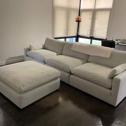 Sophie Ivory & Light Grey 3 Piece Modular Cloud Sectional Sofa & Fast Delivery 