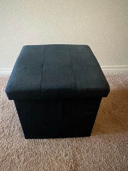 Seville Classics Storage Ottoman Cube – Midnight Blue