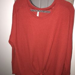 Auburn Red Long Sleeve Knit Top 