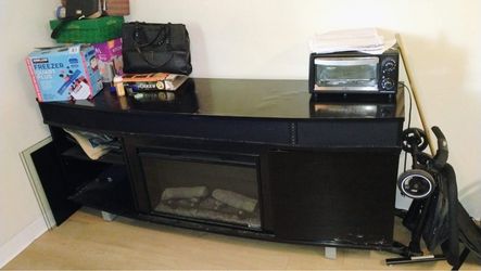 Black TV Stand with Electric Fireplace