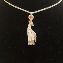 Brighton Safari Giraffe Pave Swarovski Crystal Pendant 16" + 2"Extender Silverplated F11