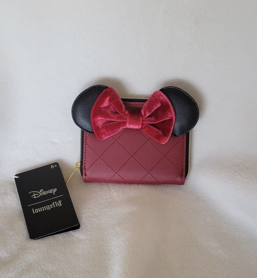 Loungefly Disney Minnie Mickey ears burgundy wallet