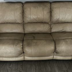 2 Genuine Leather Couches w/ Automatic Recliner