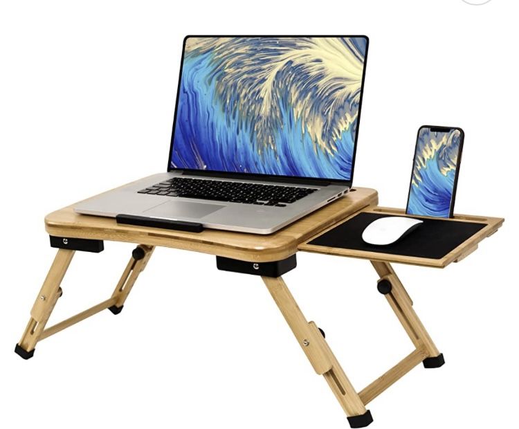 100% BAMBOO LAP DESK WITH MOUSE PAD TRAY By Feelin’ Homey
