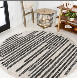 8 foot circle black and white area rug