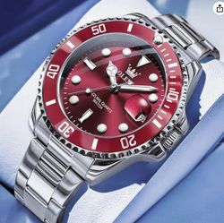 OLEVS Watches Men Waterproof Luxury Big Face Mens Watch Stainless Steel Day Date Quartz Analog