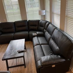 Black Leather Sectional 