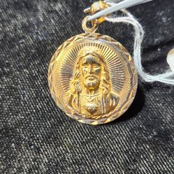 14kt Gold Tri-Color Double Sided Religious Pendant 5.6G