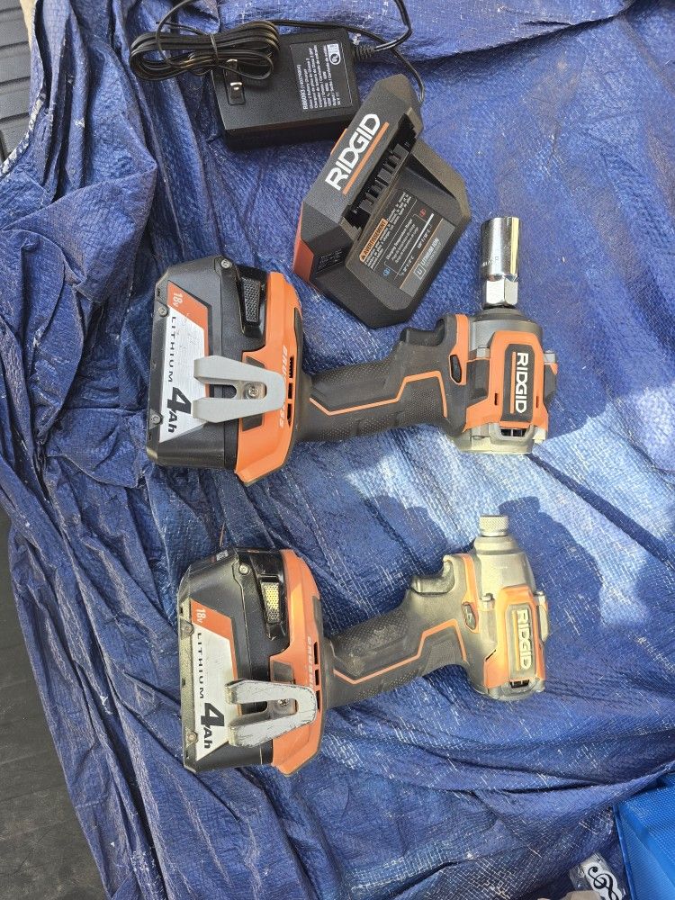 Used Ridgid Tools With Two 4ah Battery And Charger And Wired Oscillatiing Tool