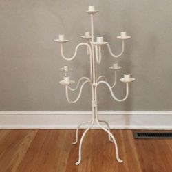 Shabby Chic White Candelabra 