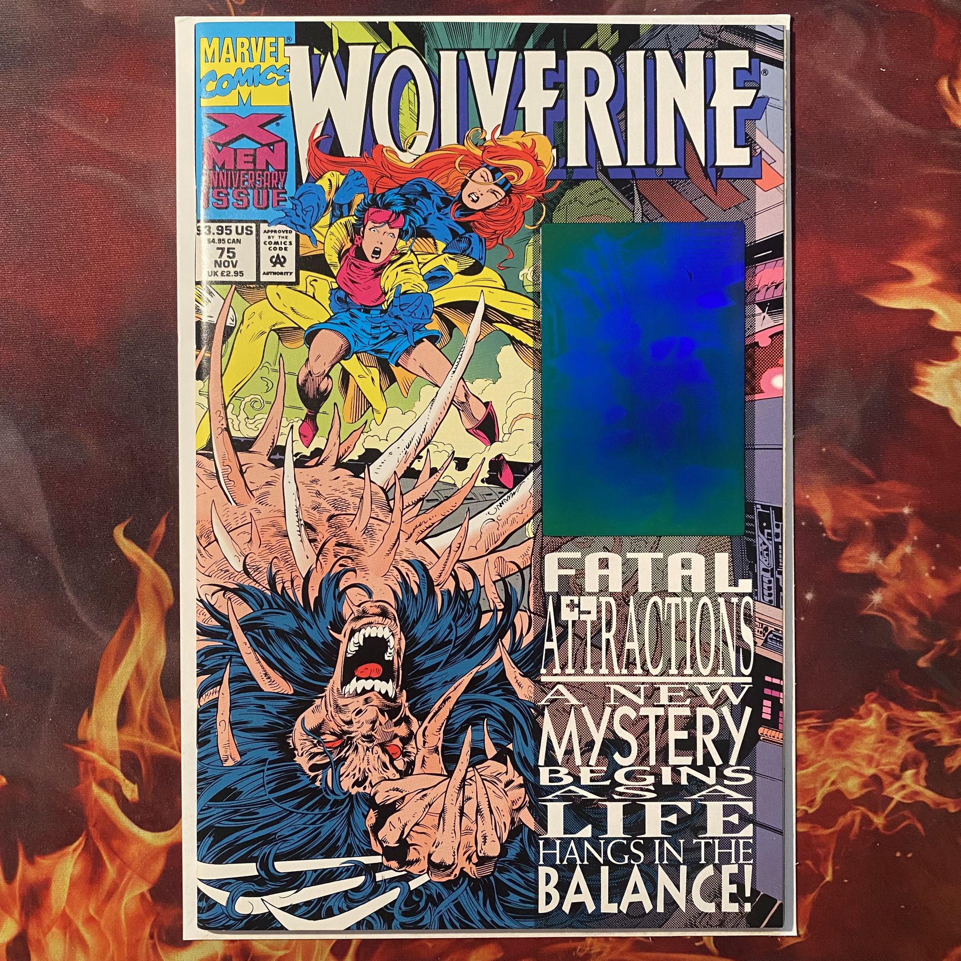 1993 Wolverine #75 (🔑 Bone Claws, Blue Hologram Error)