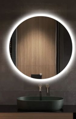 23.6” * 1.6” Round LED Bathroom Vanity Mirrors,Smart Wall Mounted Circle Makeup Mirror with Lights, Touch Button, 
