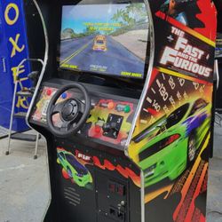 Fast and Furious Stand Up Arcade Driving Video Game Machine - 27" LCD - WORKING!
