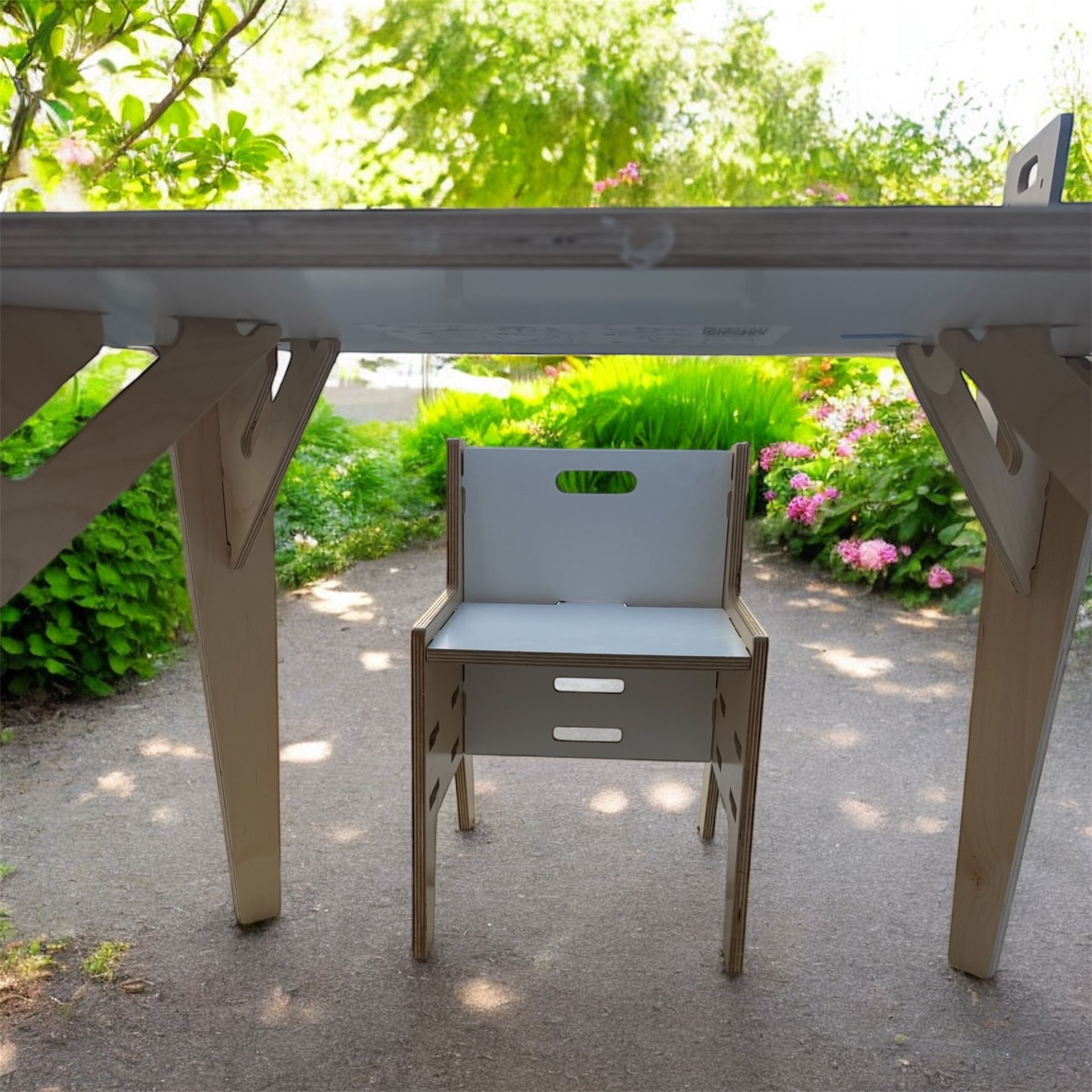 Sprout Kids Adjustable Montessori Weaning Table and Chair Set White & Birch Two Tone