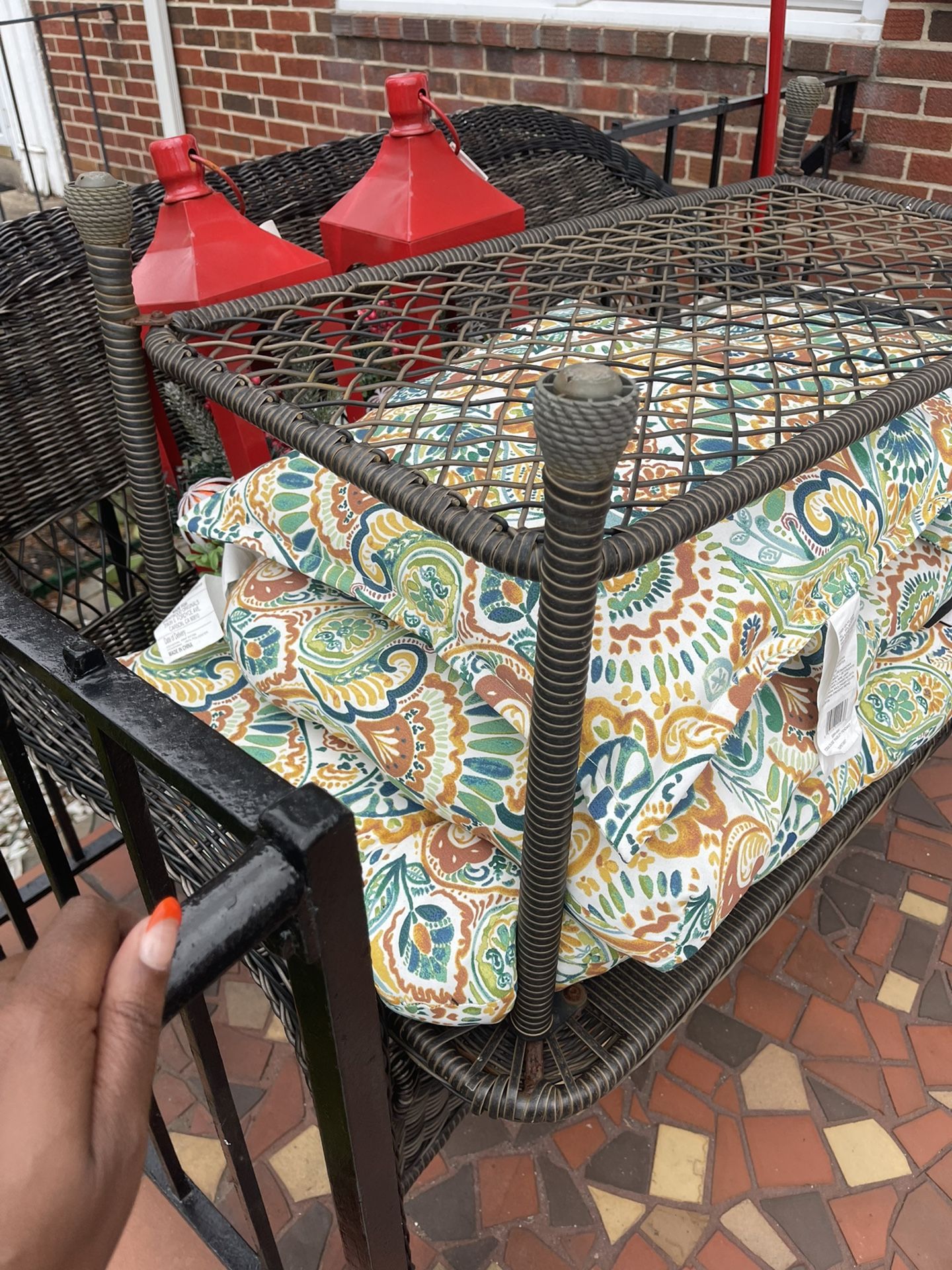 4 Piece Porch/patio Set Table, Rattan Couch And 2 Rattan Chairs