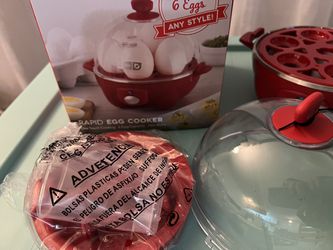 NEW Open Box RED Dash Rapid Egg Cooker Makes 6 Eggs Any Style