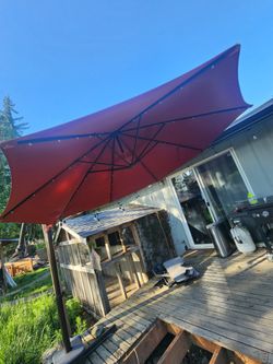 Sun Shade Umbrella With Solar Lights
