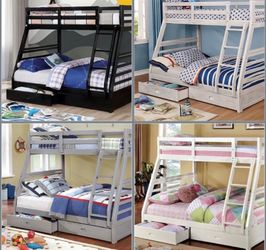 Twin Full Black Bunkbed With Ortho Mattress Included