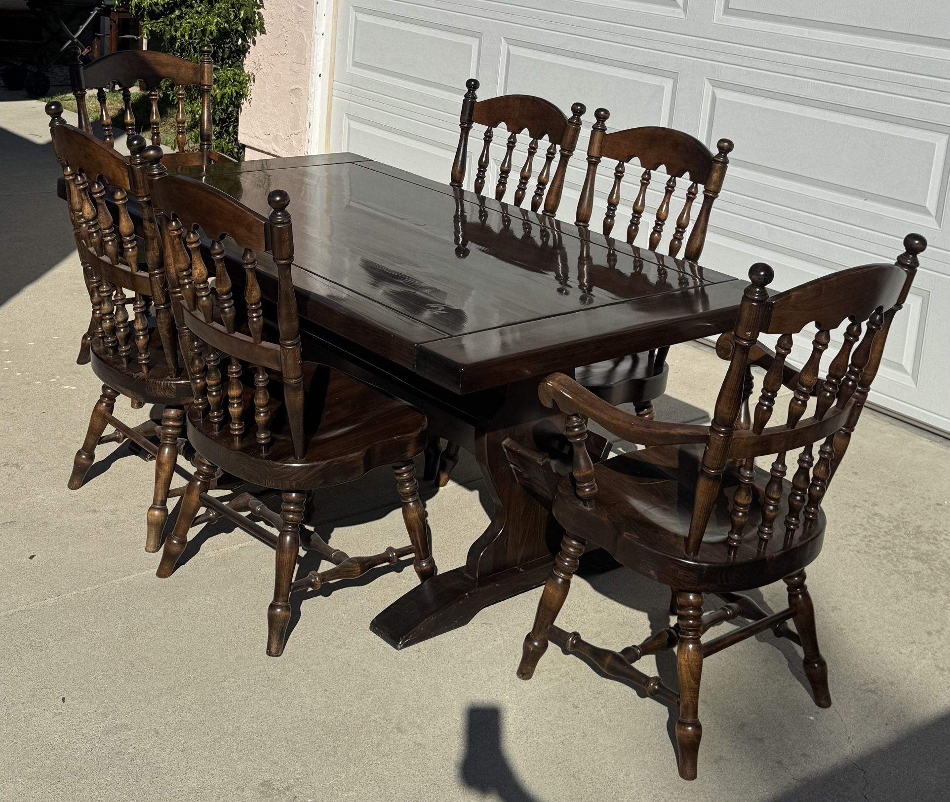 Polished Rich Walnut Dining Set