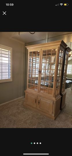 Dining Room Hutch China Glass Display Case Storage Real Wood Real Wood Family Room Furniture