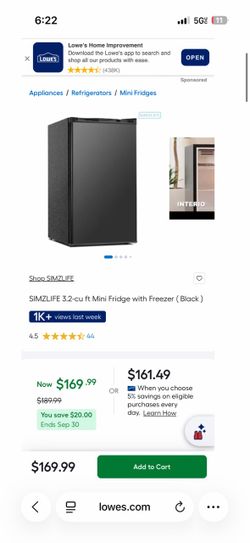 SIMZLIFE 3.2-cu ft Mini Fridge with Freezer ( Black )