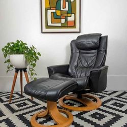 Black Leather Lounge Chair Recliner by IMG / An Ekornes Stressless Company