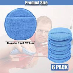 6 Pack Microfiber Wax Applicator Pads, Car Wax Applicator with Finger Pocket, Detail & Polishing Foam Pad for Car Cleaning and Best Polishing (5 inch)