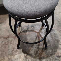 2- 24" Metal Swivel Counter Stools Grey Fabric 
