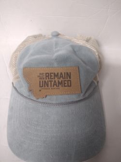 Ruby Valley Brew - Remain Untamed - Sheridan Montana Baseball Hat Cap. Bue Tan