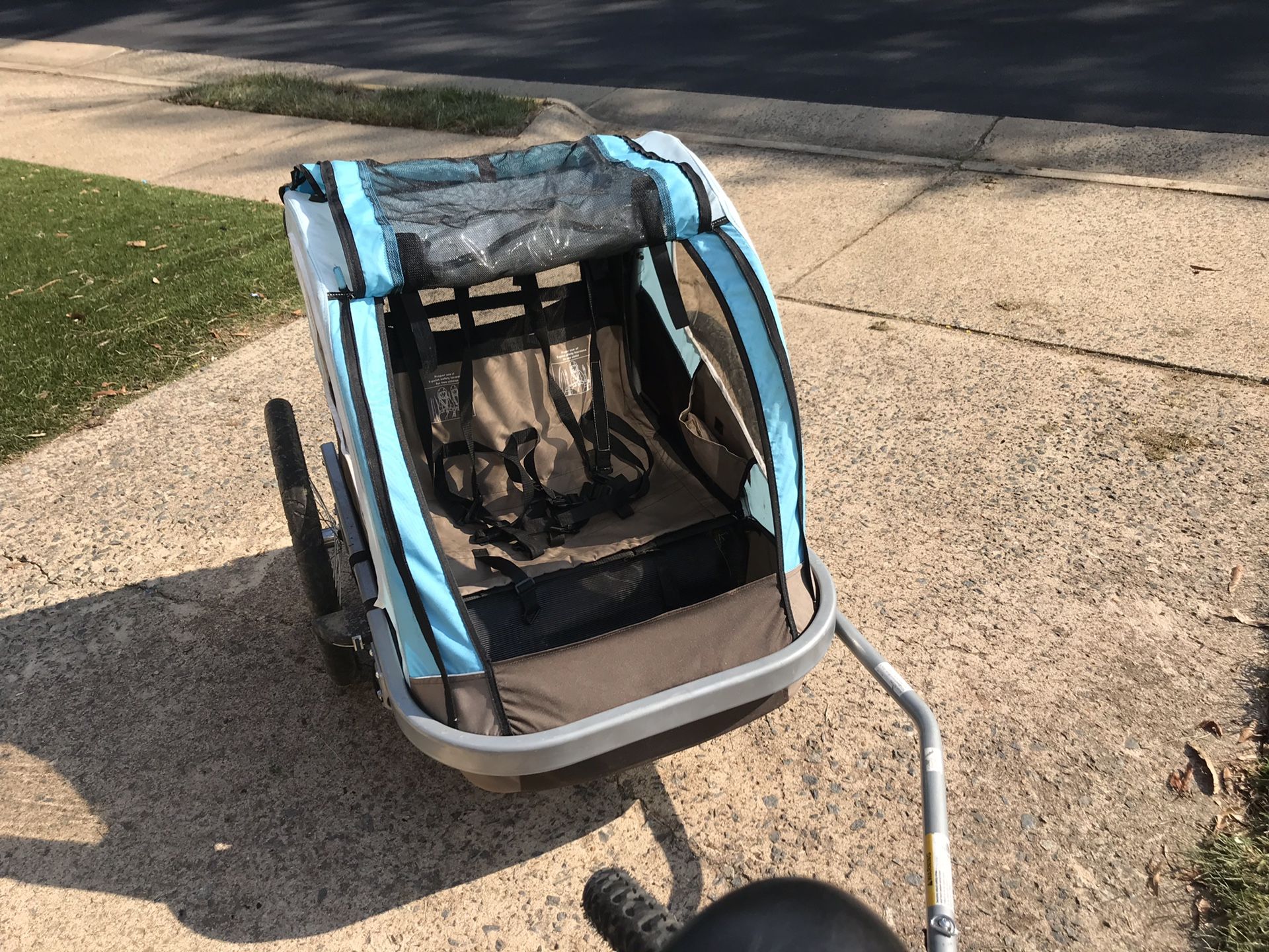 Bike trolley and stroller for 2 kids