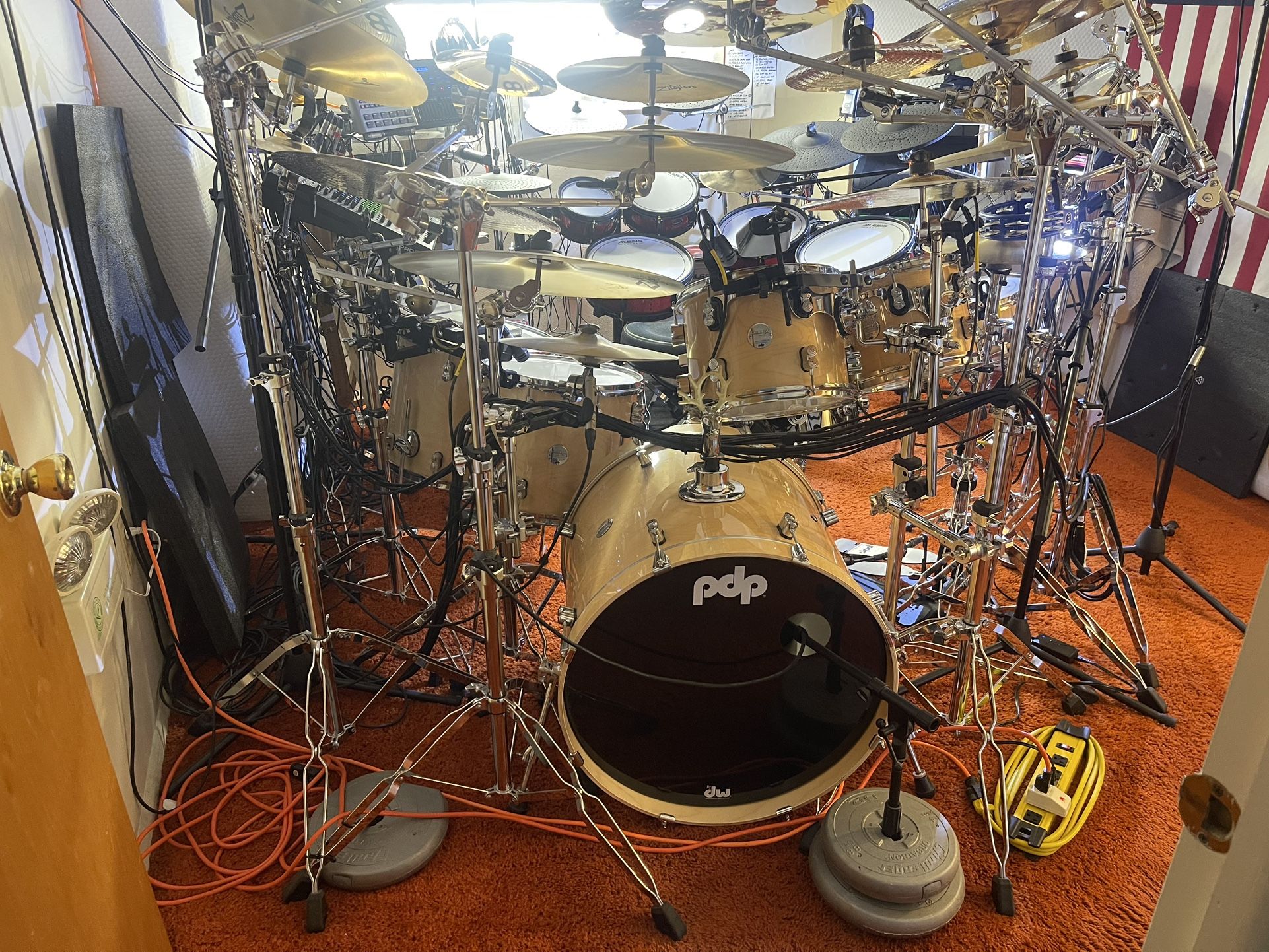 PDP Eight Piece Natural Finish Drum Set And Alesia strike pro drum set