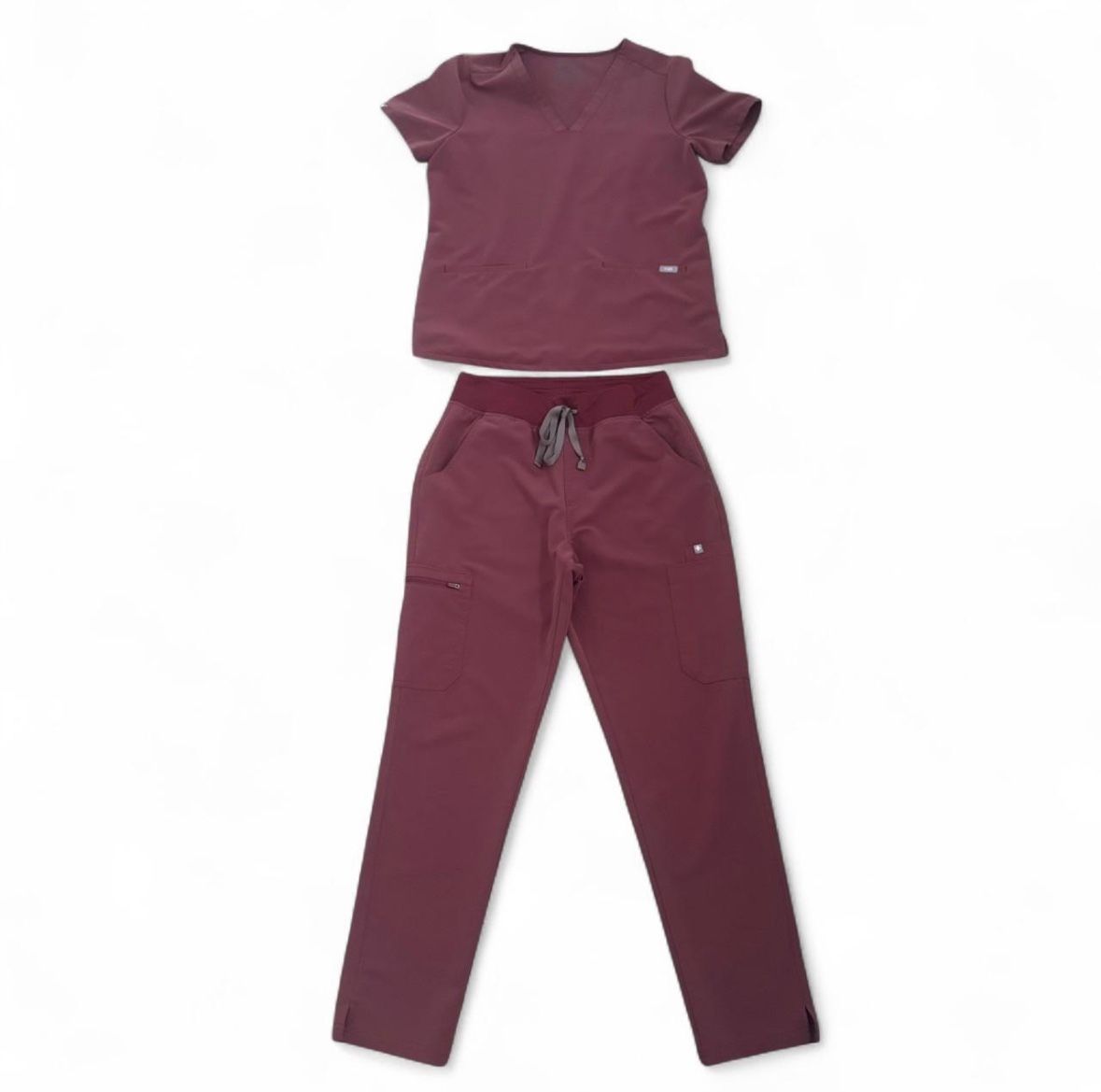 Figs dark cherry yola scrub pants and scrub top set