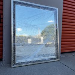 Vintage - Hollywood Regency Style Art Deco Large Bevel Mirror