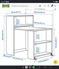 Bookcase with foldable table, white