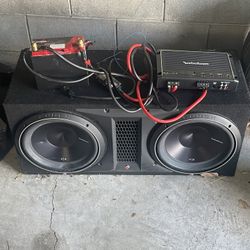 Rockford 1200 Watts Amp With Two Rockford 12 Inch Speakers And Battery
