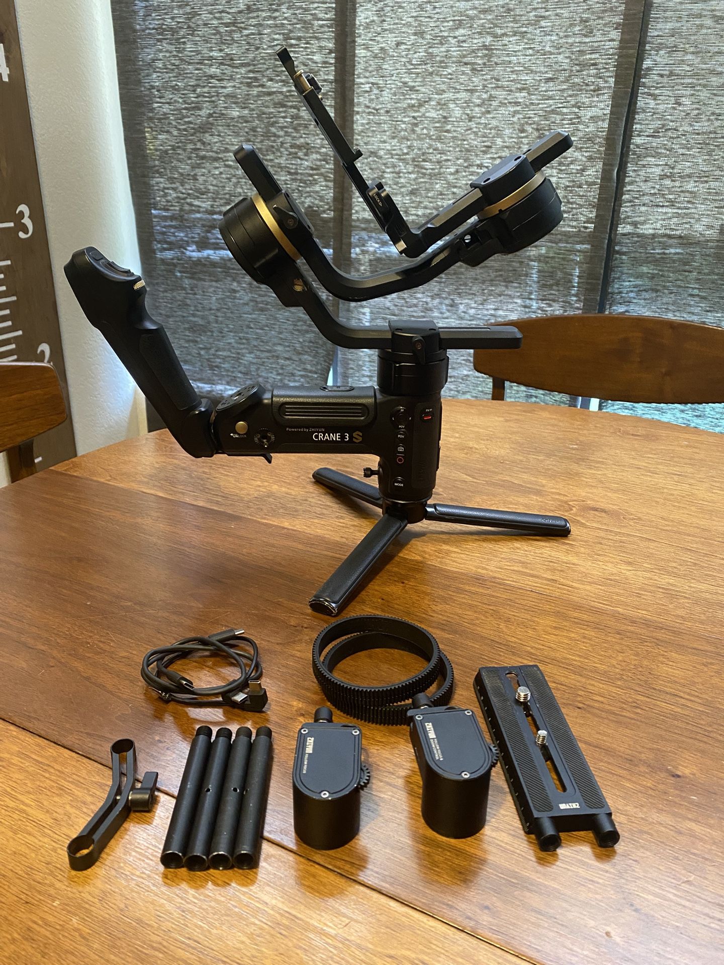 Zhiyun Crane 3S Gimbal with Focus & Zoom Motors + Extras