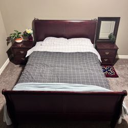 Solid Cherry Wood Queen Sleigh Bed (mattress not included)