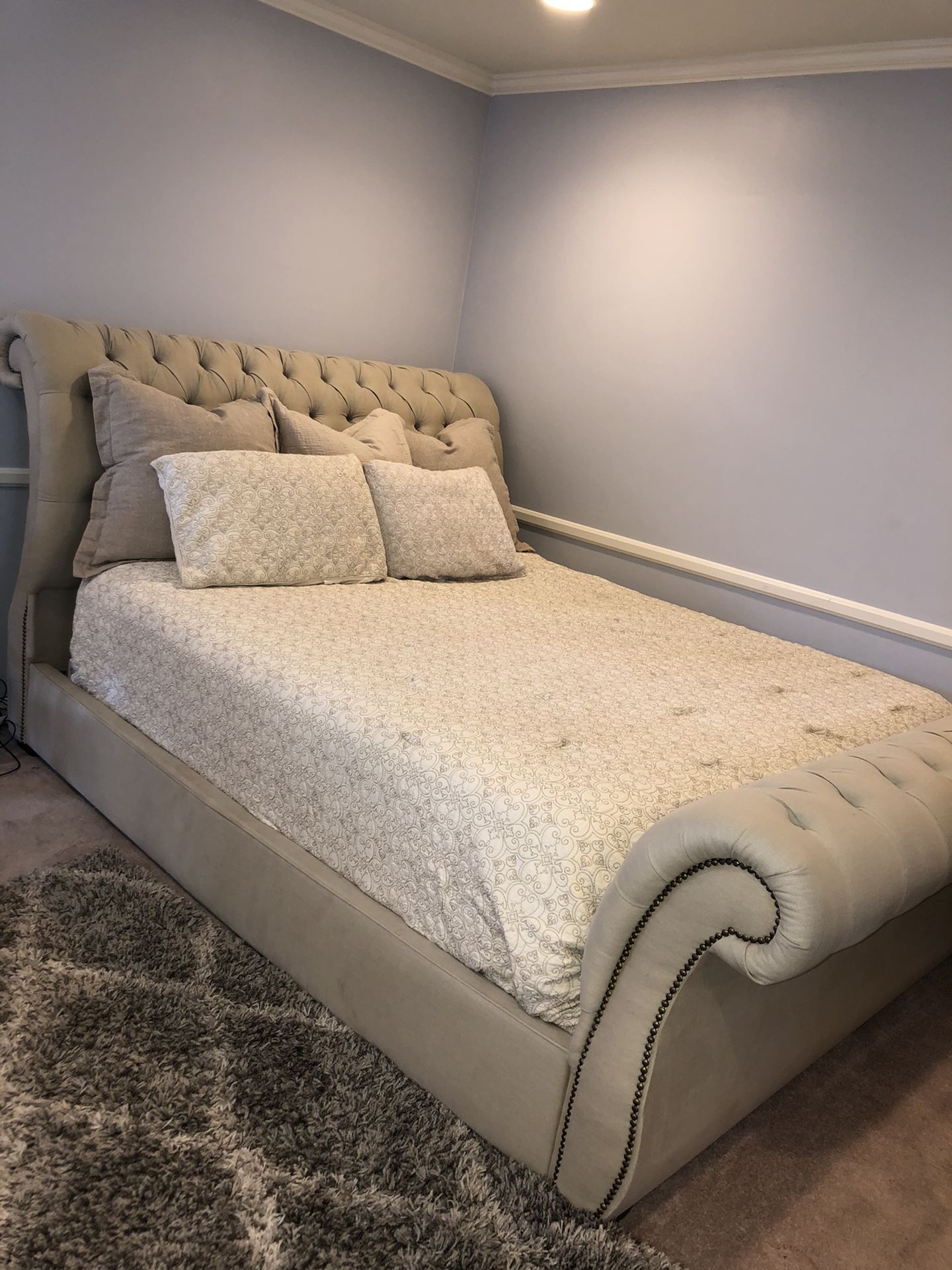 Upholstered Cal king Bed bed (no mattress)