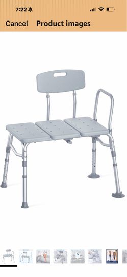 HOMLAND Tub Transfer Bench for Bathtub, 400 lbs Heavy Duty Shower Chair with Backrest, Slip-Resistant Feet, Height Adjustable Shower Bench Shower Seat