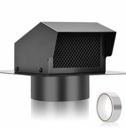 6 Inch Roof Vent Cap, Heavy Duty Galvanized Steel Removable Roof Exhaust Vents for Houses, Home Ventilation System with Damper, Black