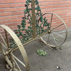 Antique Iron Carriage Wheels Horse Bicycle & Wrought Iron Deco Handmade