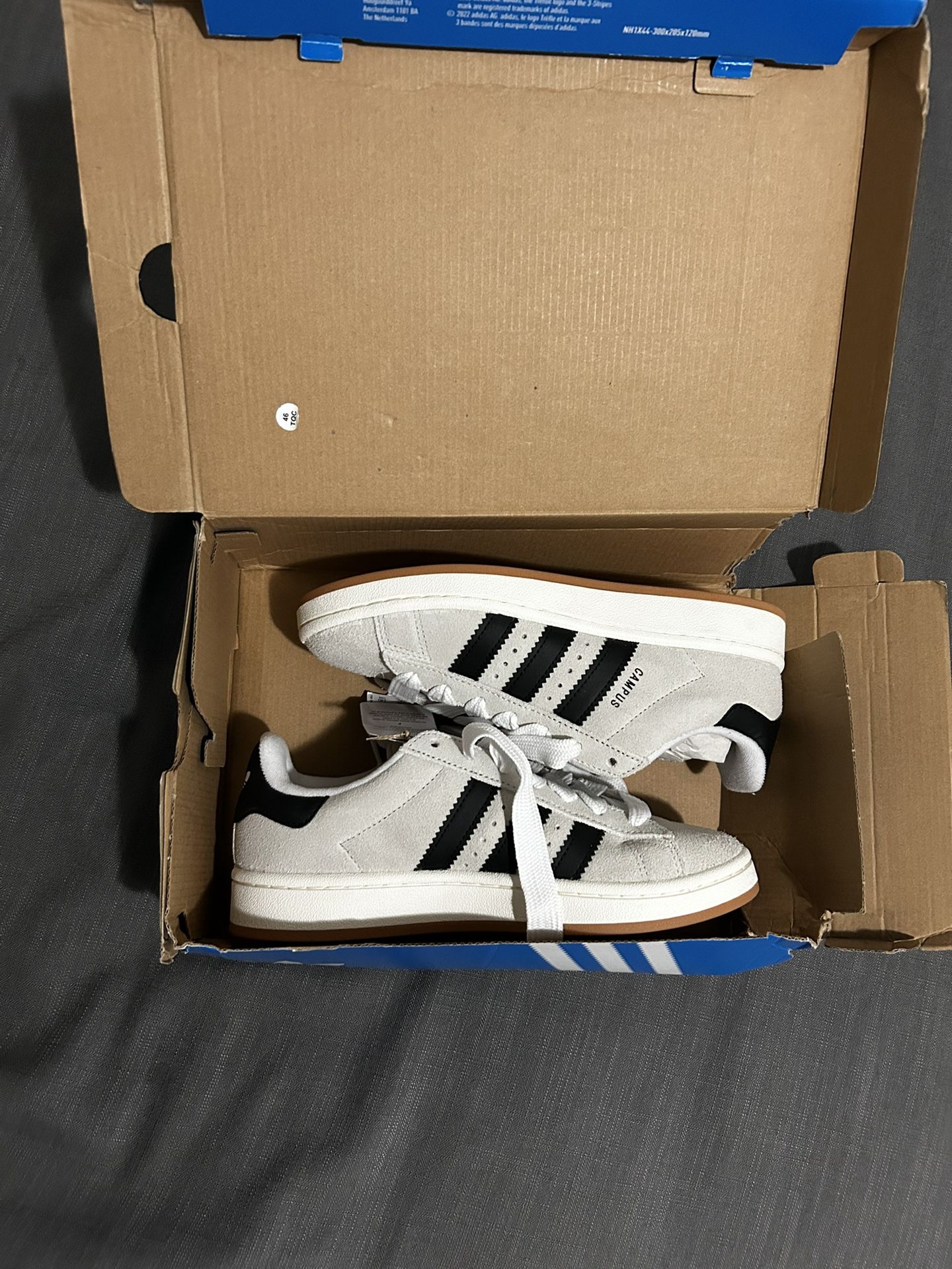 adidas Originals Campus 00s Crystal White & Core Black, Size 7.5 Women