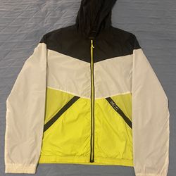 WESC Jacket Mens L Black Yellow Windbreaker Hoodie Skate Retro Y2K VTG