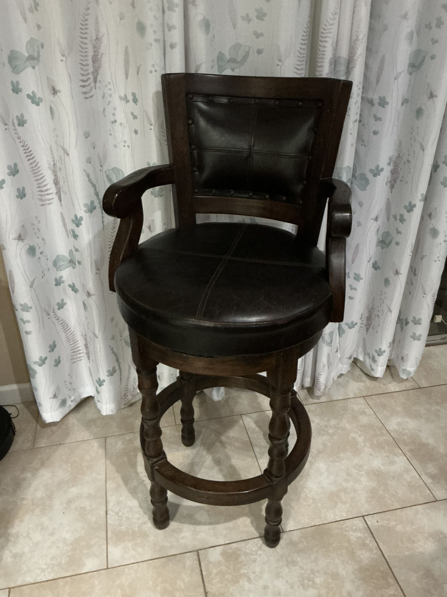 High Bar Stool Wood/ Leather