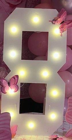 Light Up Number 8 Birthday Decorations, 2.4FT Marquee Numbers Sign